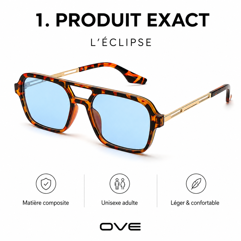 L’Éclipse – Monture marron • Verres bleu fumé