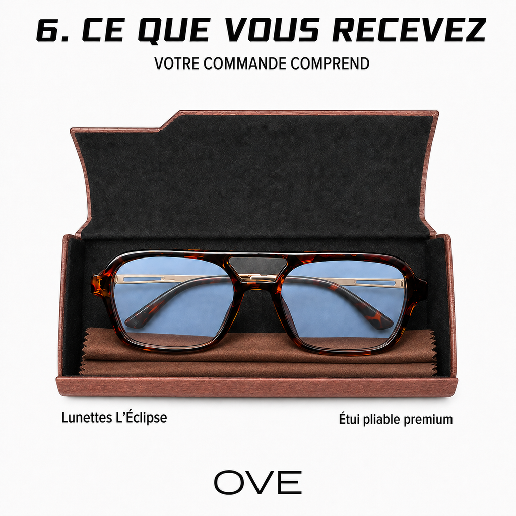 L’Éclipse – Monture marron • Verres bleu fumé