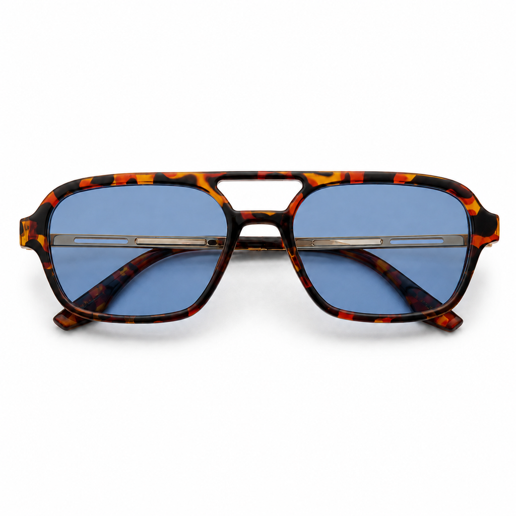 L’Éclipse – Monture marron • Verres bleu fumé