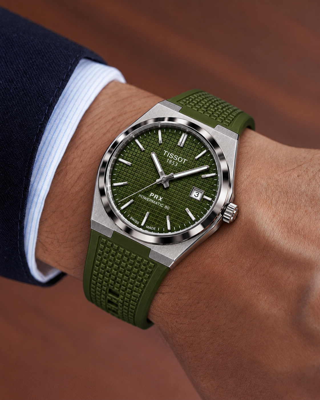 AXIS olive green watch lifestyle wrist shot
