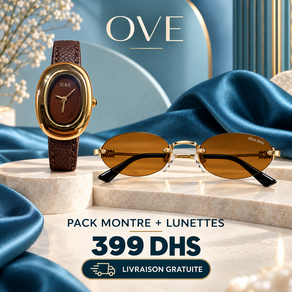PACK AMBRE OVE - montre dorée et lunettes sans monture ambrées