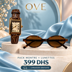 PACK CHOCOLAT OVE - montre dorée et lunettes ovales écaille